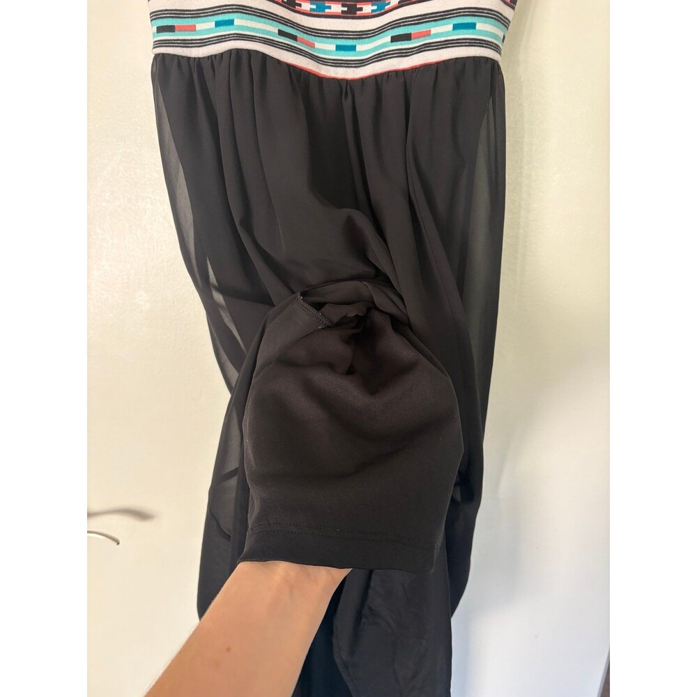 Finesse Aztec Print Maxi Dress XS S Boho Geometric Tribal Sheer Chiffon Festival - Picture 6 of 7